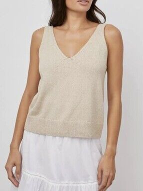 RAILS Maise Knit Tank Top in Oatmeal V-Neck Sweater Vest Size M